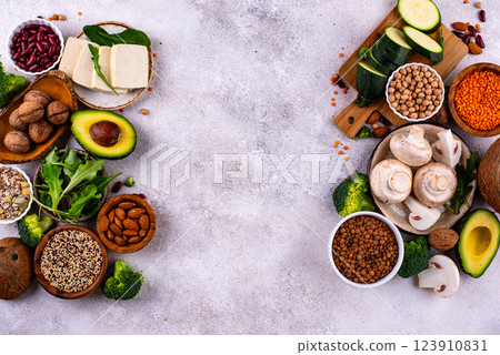 Vegan keto products. Ketogenic plant-based food Vegan keto products. Ketogenic plant-based food 123910831