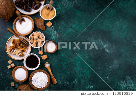 Various sugar replacement, healthy sweetener concept 123910839