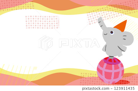 流行的騎球大象暖色框架 流行的騎球大象暖色框架 123911435