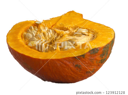 Raw pumpkin on a white background 123912128