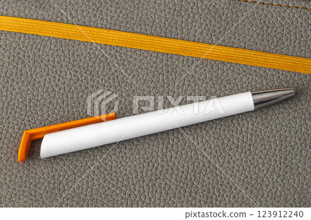 Leather notebook with pen 123912240