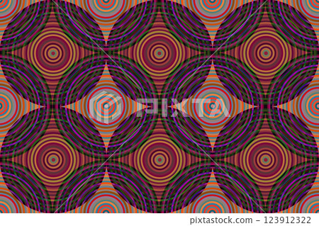 灰色和暖多色薄重疊多個圓圈的無縫圖案 123912322