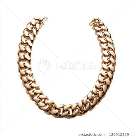 Gold Bracelet Chain Isolated on White Background 123912369