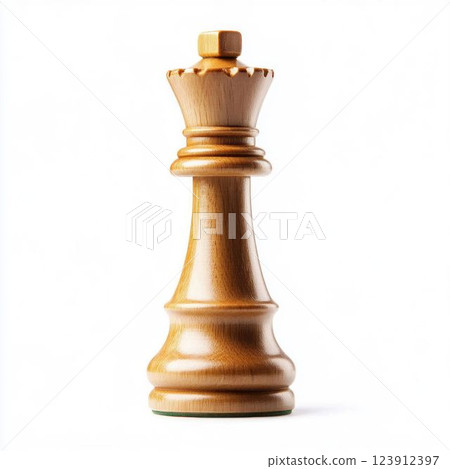Wooden Chess Queen Isolated on White Background 123912397