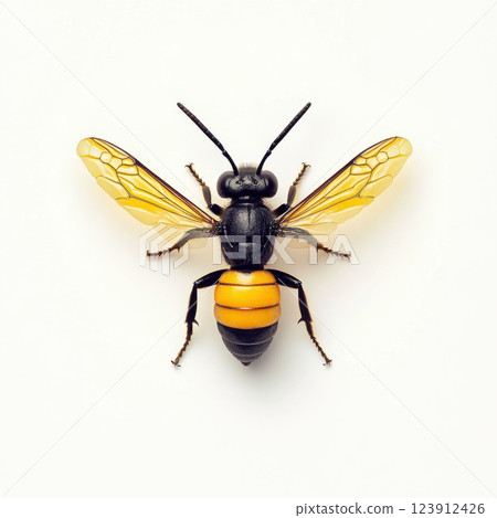 Full-Body of a Black and Yellow Wasp on White Background Full-Body of a Black and Yellow Wasp on White Background 123912426