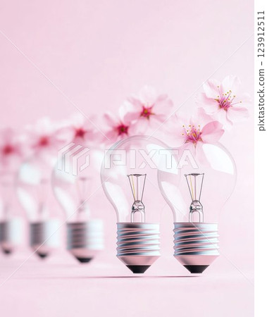 Light Bulbs with Blooming Flowers Inside 123912511