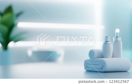 Spa and Skincare Products with Natural Elements in a Modern Setting Spa and Skincare Products with Natural Elements in a Modern Setting 123912567