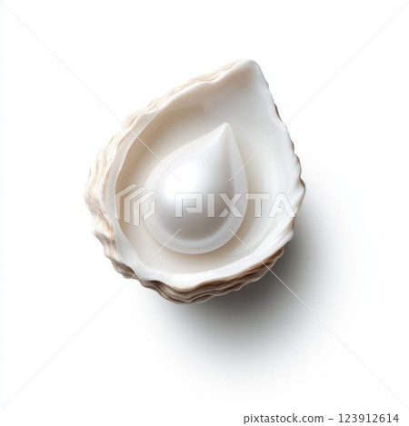Luxurious Face Cream Jar Designed as an Oyster Shell with a Glowing Pearl 123912614