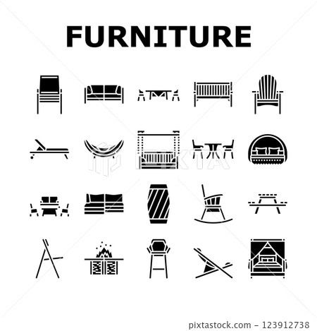 outdoor furniture patio garden icons set vector outdoor furniture patio garden icons set vector 123912738