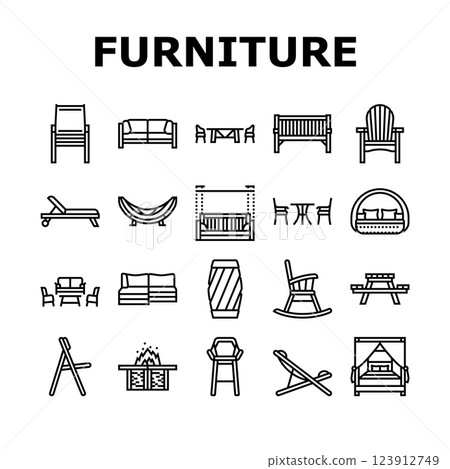outdoor furniture patio garden icons set vector outdoor furniture patio garden icons set vector 123912749