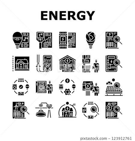 energy audit electricity building icons set vector energy audit electricity building icons set vector 123912761