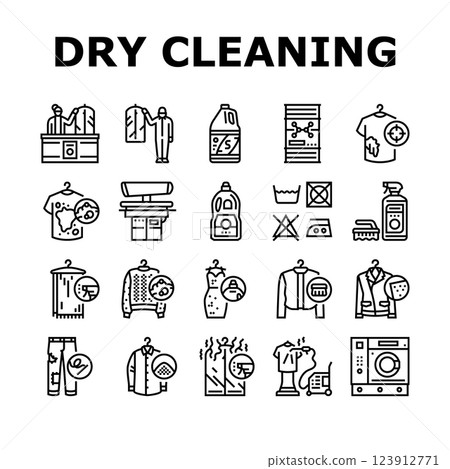 dry cleaning laundry wash service icons set vector dry cleaning laundry wash service icons set vector 123912771
