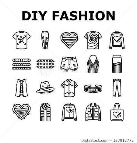diy fashion fabric handmade icons set vector 123912772