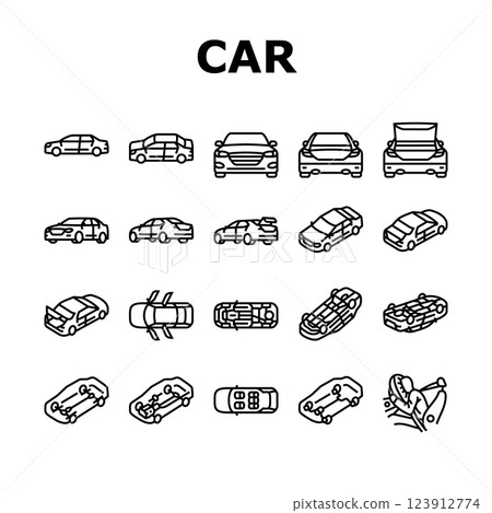 car vehicle auto transport icons set vector 123912774