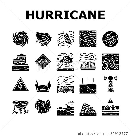 hurricane cyclone storm wind icons set vector 123912777