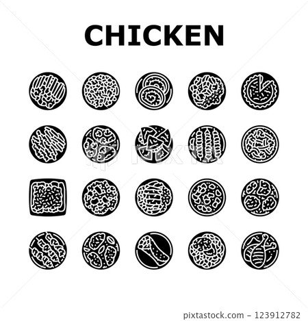 chicken dishes roast grilled icons set vector chicken dishes roast grilled icons set vector 123912782