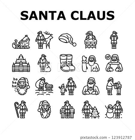 santa claus christmas reindeer icons set vector santa claus christmas reindeer icons set vector 123912787