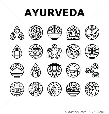 ayurveda dosha vata pitta icons set vector ayurveda dosha vata pitta icons set vector 123912800