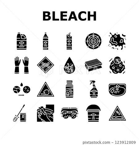 bleach disinfect clean germicide icons set vector 123912809