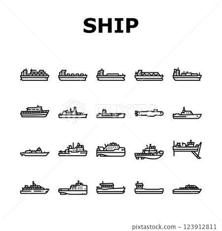 ship cargo maritime navigation icons set vector ship cargo maritime navigation icons set vector 123912811