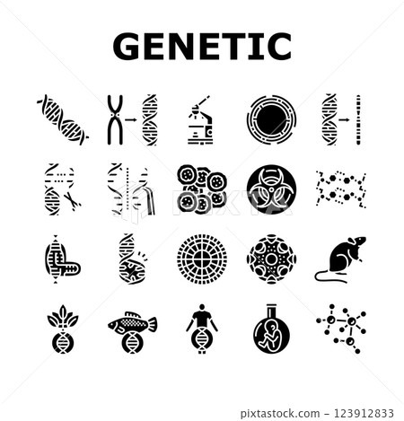 genetic engineering crispr genome icons set vector 123912833