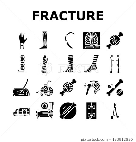 fracture injury bone break icons set vector 123912850