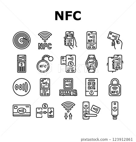 nfc technology contactless icons set vector nfc technology contactless icons set vector 123912861