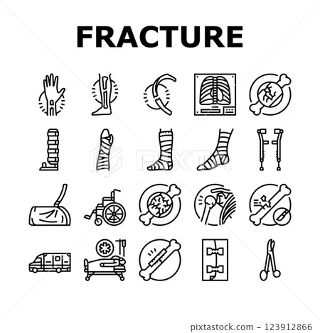 fracture injury bone break icons set vector fracture injury bone break icons set vector 123912866
