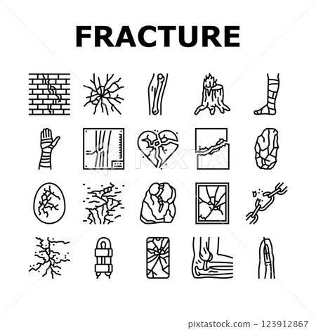 fracture bone break injury icons set vector fracture bone break injury icons set vector 123912867
