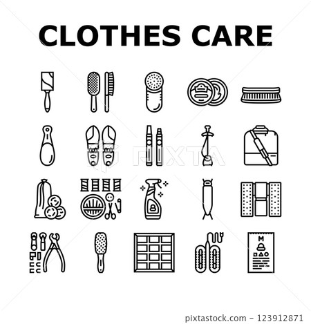 clothes care laundry ironing icons set vector clothes care laundry ironing icons set vector 123912871