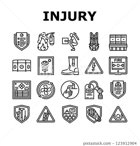 injury prevention safety icons set vector 123912904