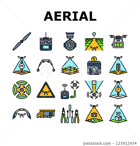 unmanned aerial vehicle drone uav icons set vector 123912934