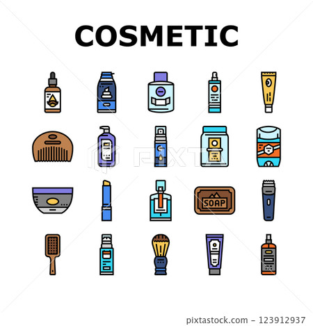 men cosmetic grooming skincare icons set vector 123912937