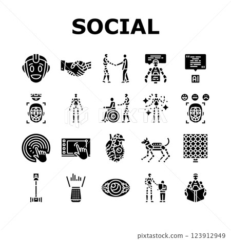 social robotics ai interaction icons set vector social robotics ai interaction icons set vector 123912949