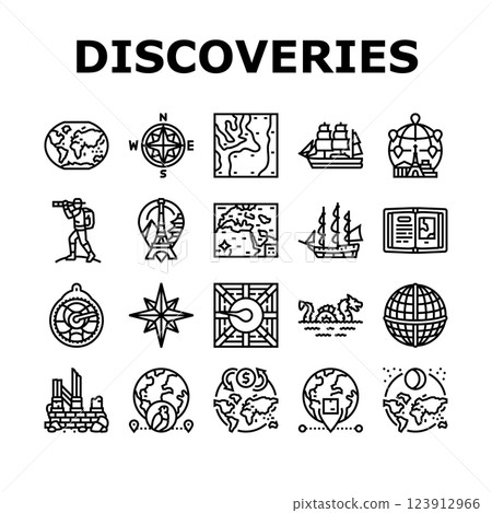 great geographical discoveries icons set vector great geographical discoveries icons set vector 123912966