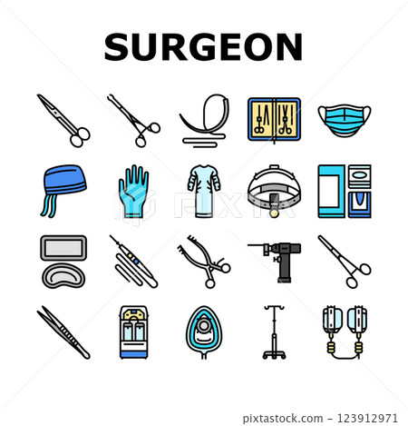surgeon accessories scalpel icons set vector surgeon accessories scalpel icons set vector 123912971