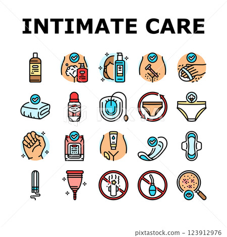 female intimate care hygiene icons set vector 123912976