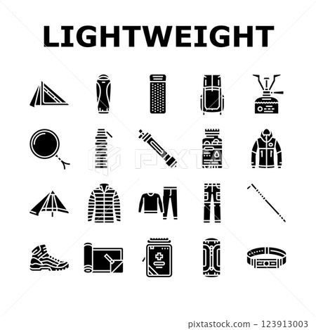 lightweight backpacking icons set vector lightweight backpacking icons set vector 123913003