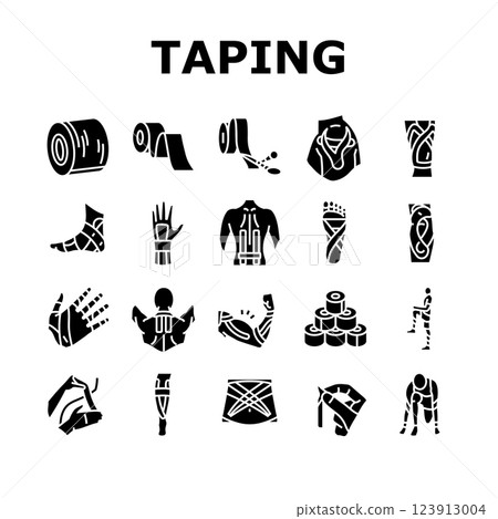 kinesio taping kinesiology icons set vector kinesio taping kinesiology icons set vector 123913004