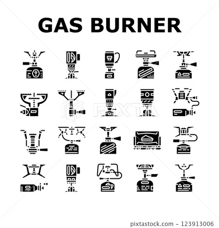 gas burner stove cooktop icons set vector 123913006