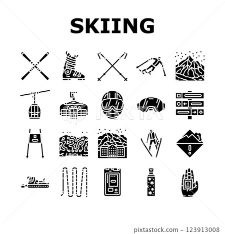alpine skiing snow slalom icons set vector alpine skiing snow slalom icons set vector 123913008