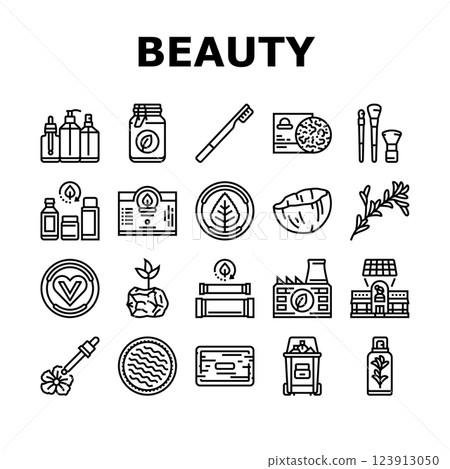 sustainable beauty eco friendly icons set vector 123913050