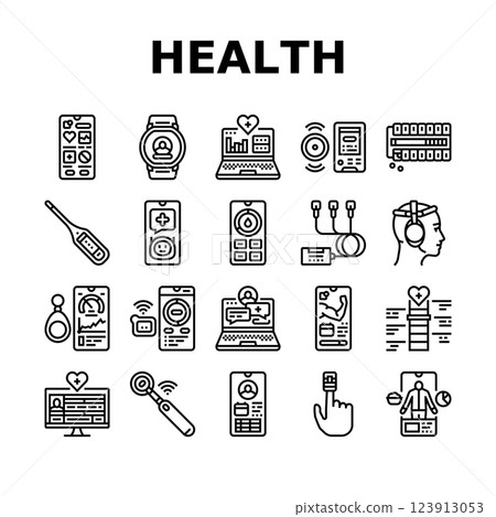 personalized health tech icons set vector personalized health tech icons set vector 123913053