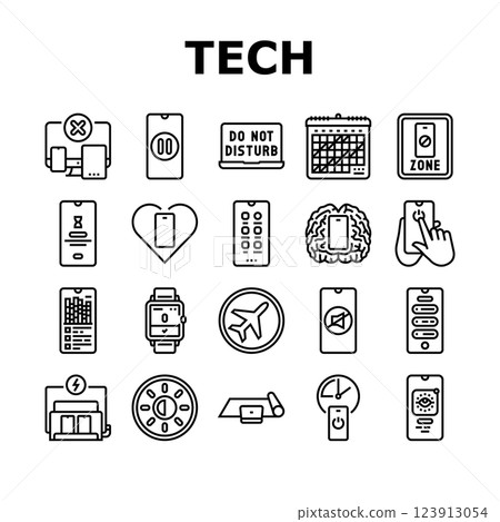 mindful tech engagement balance icons set vector mindful tech engagement balance icons set vector 123913054