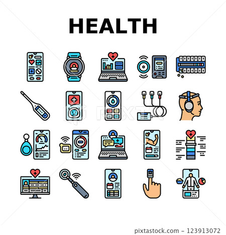 personalized health tech icons set vector personalized health tech icons set vector 123913072