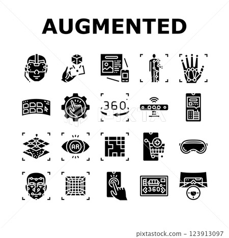 augmented reality virtual ar vr icons set vector augmented reality virtual ar vr icons set vector 123913097