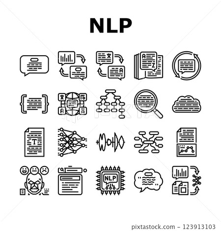 natural language processing nlp icons set vector natural language processing nlp icons set vector 123913103