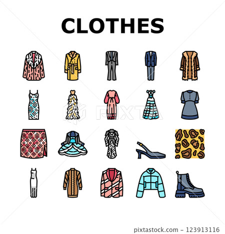 stylish clothes fashion trendy icons set vector 123913116