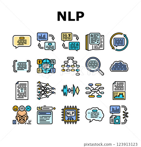 natural language processing nlp icons set vector 123913123