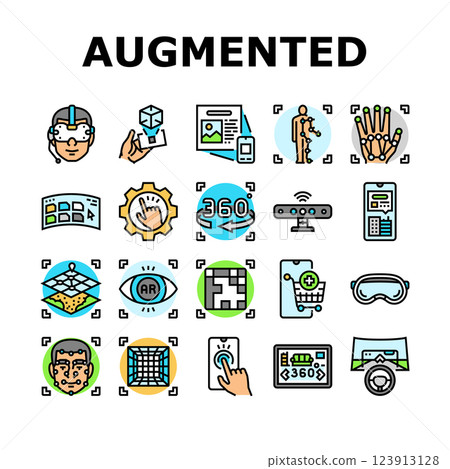augmented reality virtual ar vr icons set vector augmented reality virtual ar vr icons set vector 123913128